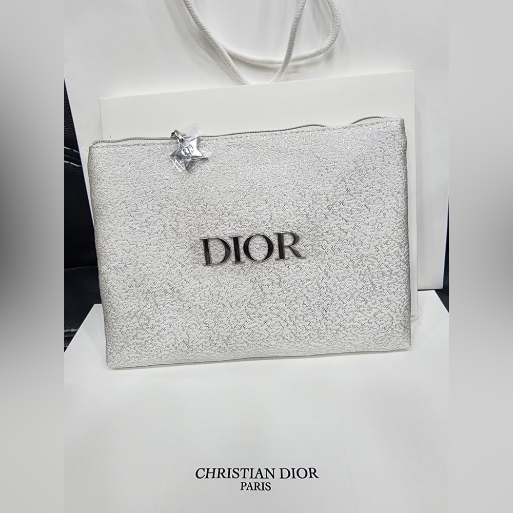 Dior White / Silver Pouch